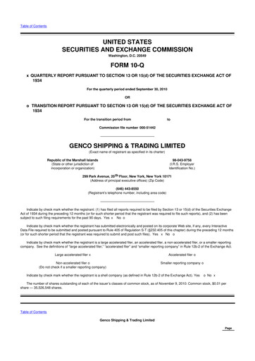 Thumbnail Genco Shipping & Trading 10-Q Quarterly Report FY2010 