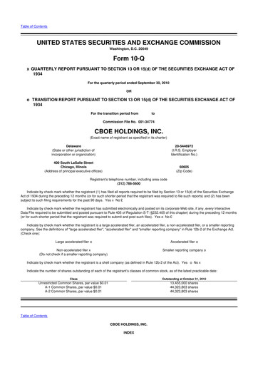 Thumbnail Cboe Global Markets 10-Q Quarterly Report FY 