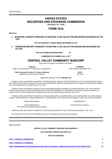 Thumbnail Community West Bancshares 10-Q Quarterly Report FY 