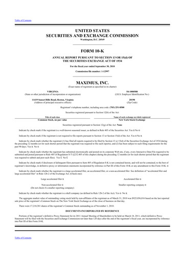 Thumbnail Maximus 10-K Annual Report 