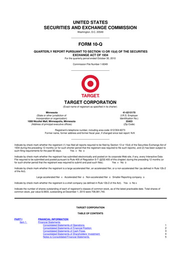 Thumbnail Target 10-Q Quarterly Report FY2010 