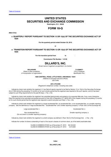 Thumbnail Dillard's
 10-Q Quarterly Report FY2010 