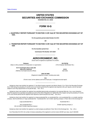 Thumbnail AeroVironment 10-Q Quarterly Report FY 