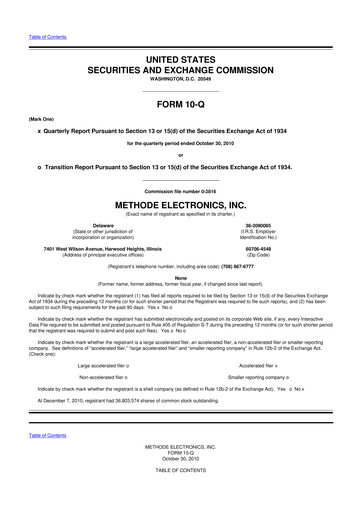 Thumbnail Methode Electronics
 10-Q Quarterly Report FY 