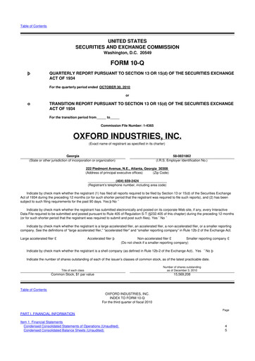 Thumbnail Oxford Industries
 10-Q Quarterly Report FY 
