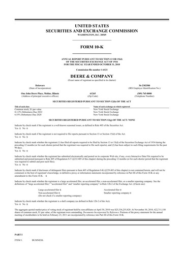 Thumbnail Deere & Company (John Deere) 10-K Annual Report 2010