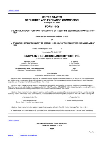 Miniature Innovative Solutions and Support 10-Q Rapport trimestriel  