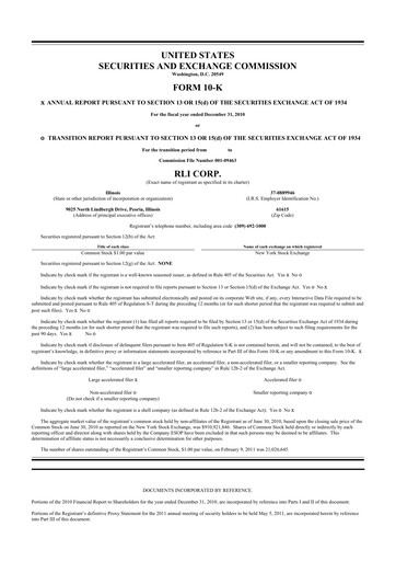 Thumbnail RLI Corp.
 10-K Annual Report 2010