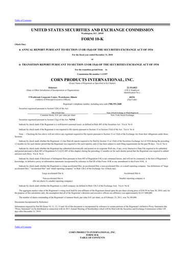 Thumbnail Ingredion 10-K Annual Report 2010