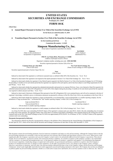 Thumbnail Simpson Manufacturing Company
 10-K Annual Report 2010