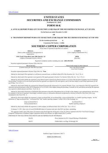 Thumbnail Southern Copper 10-K Annual Report 2010