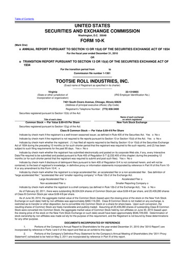 Thumbnail Tootsie Roll Industries
 10-K Annual Report 2010