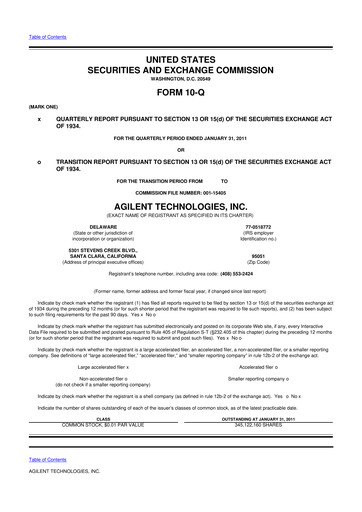 Thumbnail Agilent Technologies 10-Q Quarterly Report FY2011 