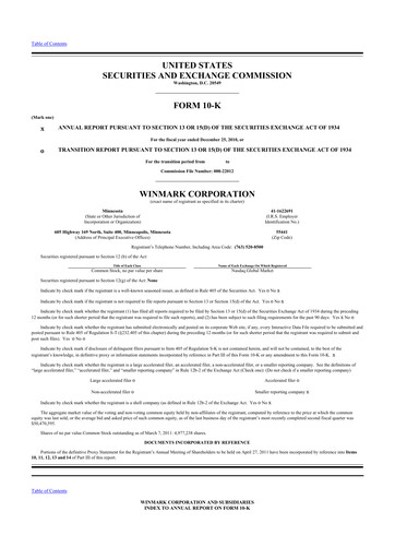 Thumbnail Winmark 10-K Annual Report 