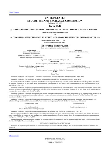 Thumbnail Enterprise Bancorp 10-K Annual Report 