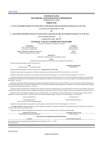 Vorschaubild Community West Bancshares 10-K Jahresbericht 