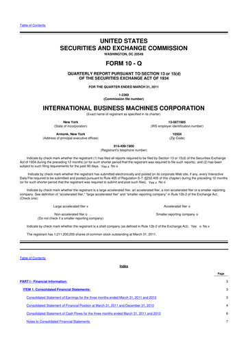 Thumbnail IBM 10-Q Quarterly Report FY2011 