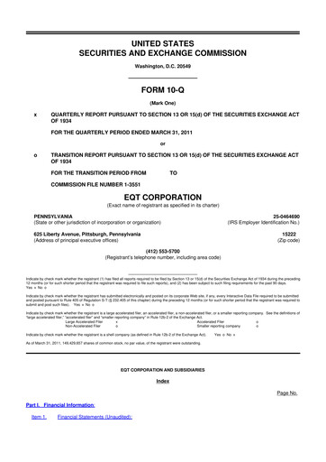 Thumbnail EQT Corporation
 10-Q Quarterly Report FY2011 