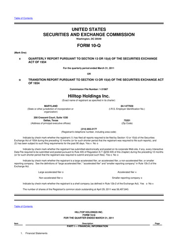 Thumbnail Hilltop Holdings 10-Q Quarterly Report FY 