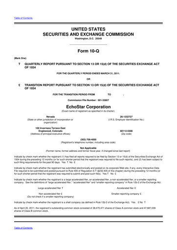 Thumbnail EchoStar 10-Q Quarterly Report FY2011 