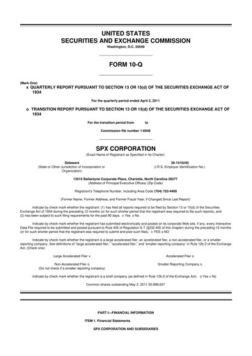 Thumbnail SPX Technologies 10-Q Quarterly Report FY2011 