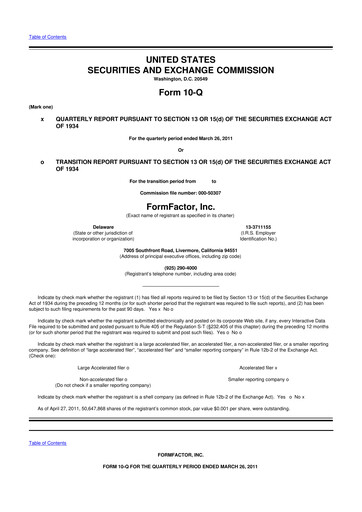 Thumbnail FormFactor 10-Q Quarterly Report FY 