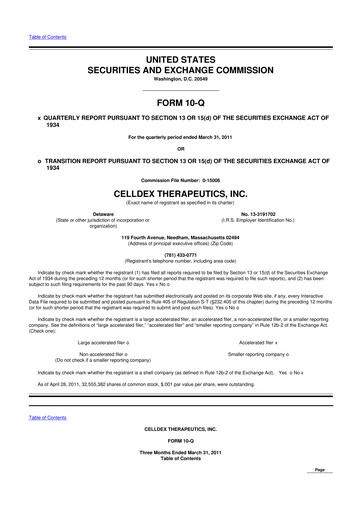 Thumbnail Celldex Therapeutics 10-Q Quarterly Report FY 