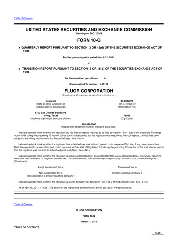 Thumbnail Fluor Corporation
 10-Q Quarterly Report FY2011 