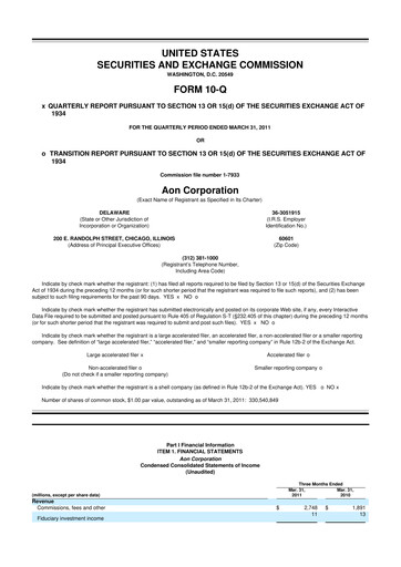 Thumbnail Aon 10-Q Quarterly Report FY2011 
