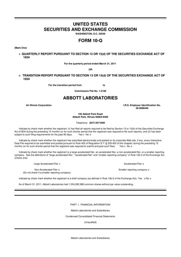 Thumbnail Abbott Laboratories 10-Q Quarterly Report FY2011 