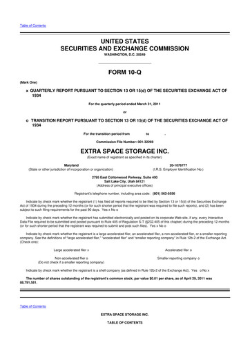 Vorschaubild Extra Space Storage
 10-Q Quartalsbericht 2011 