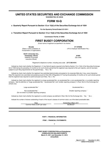Thumbnail First Busey 10-Q Quarterly Report FY 