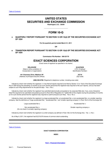 Vorschaubild Exact Sciences 10-Q Quartalsbericht  
