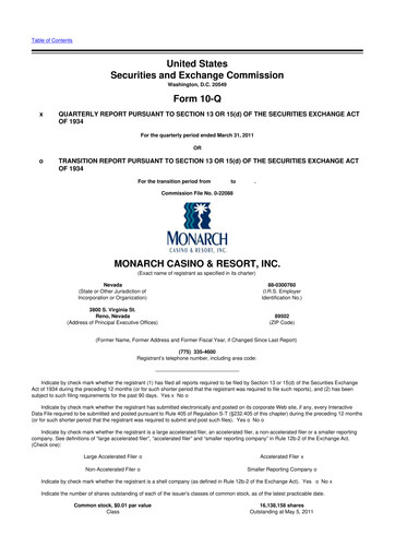 Thumbnail Monarch Casino & Resort 10-Q Quarterly Report FY 