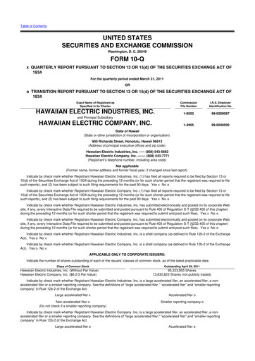 Thumbnail Hawaiian Electric Industries 10-Q Quarterly Report FY2011 
