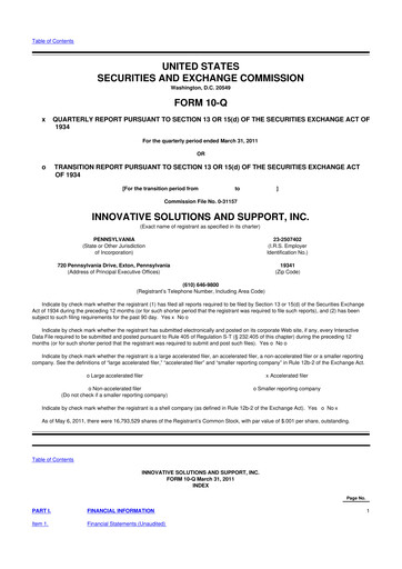 Miniature Innovative Solutions and Support 10-Q Rapport trimestriel  