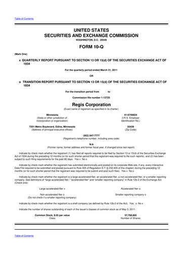 Thumbnail Regis Corporation
 10-Q Quarterly Report FY 