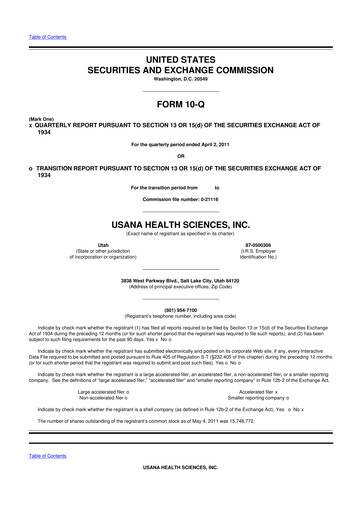 Thumbnail USANA 10-Q Quarterly Report FY 