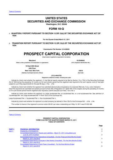 Thumbnail Prospect Capital 10-Q Quarterly Report FY 