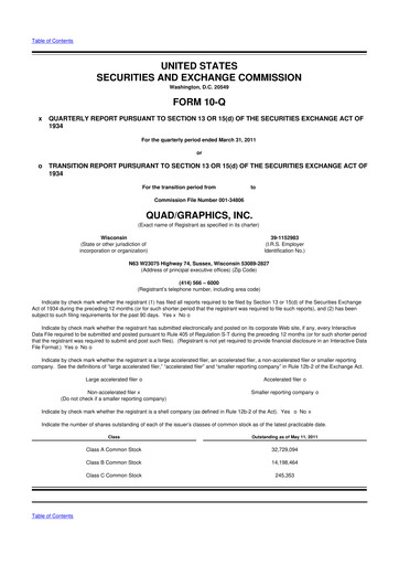 Miniature Quad 10-Q Rapport trimestriel  