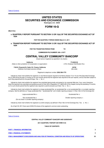 Thumbnail Community West Bancshares 10-Q Quarterly Report FY 