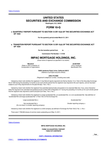 Thumbnail Impac Mortgage Holdings 10-Q Quarterly Report FY 