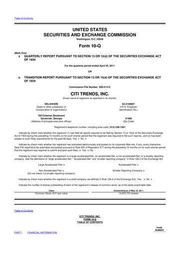 Thumbnail Citi Trends, Inc. 10-Q Quarterly Report FY 