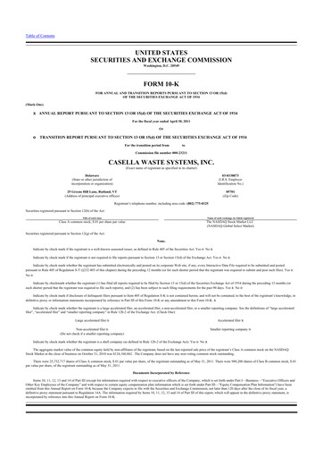 Thumbnail Casella Waste Systems
 10-K Annual Report 
