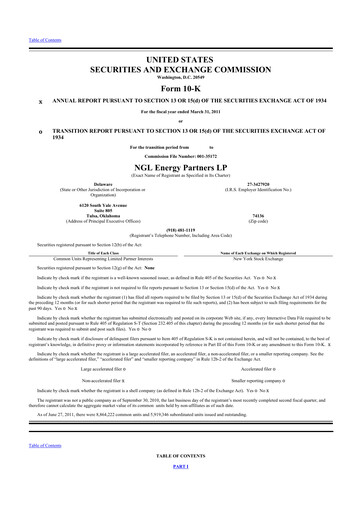 Thumbnail NGL Energy Partners
 10-K Annual Report 