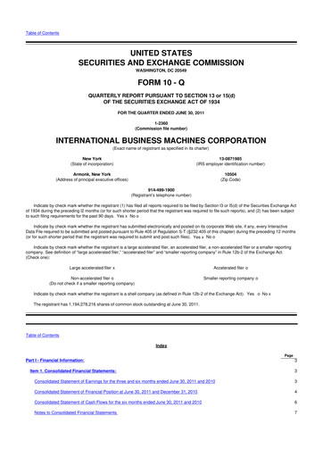 Thumbnail IBM 10-Q Quarterly Report FY2011 