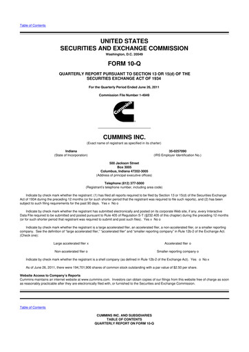 Vorschaubild Cummins
 10-Q Quartalsbericht 2011 