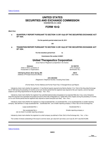 Thumbnail United Therapeutics 10-Q Quarterly Report FY2011 