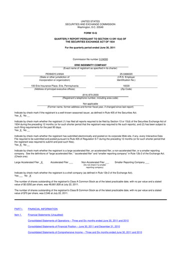 Thumbnail Erie Indemnity 10-Q Quarterly Report FY 