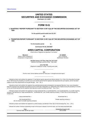 Thumbnail Ares Capital
 10-Q Quarterly Report FY 